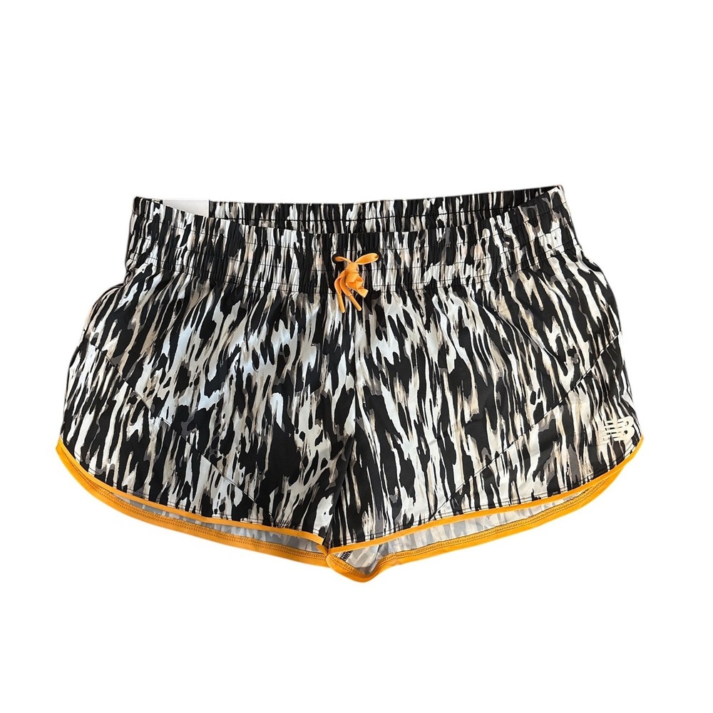 New Balance‎ Women's Black White Abstract Print Running Shorts 2.5" Size L NWT